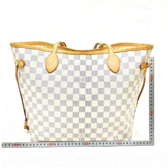 Louis Vuitton LV Tote Bag Neverfull MM White Damier Azur - Picture 2 of 9